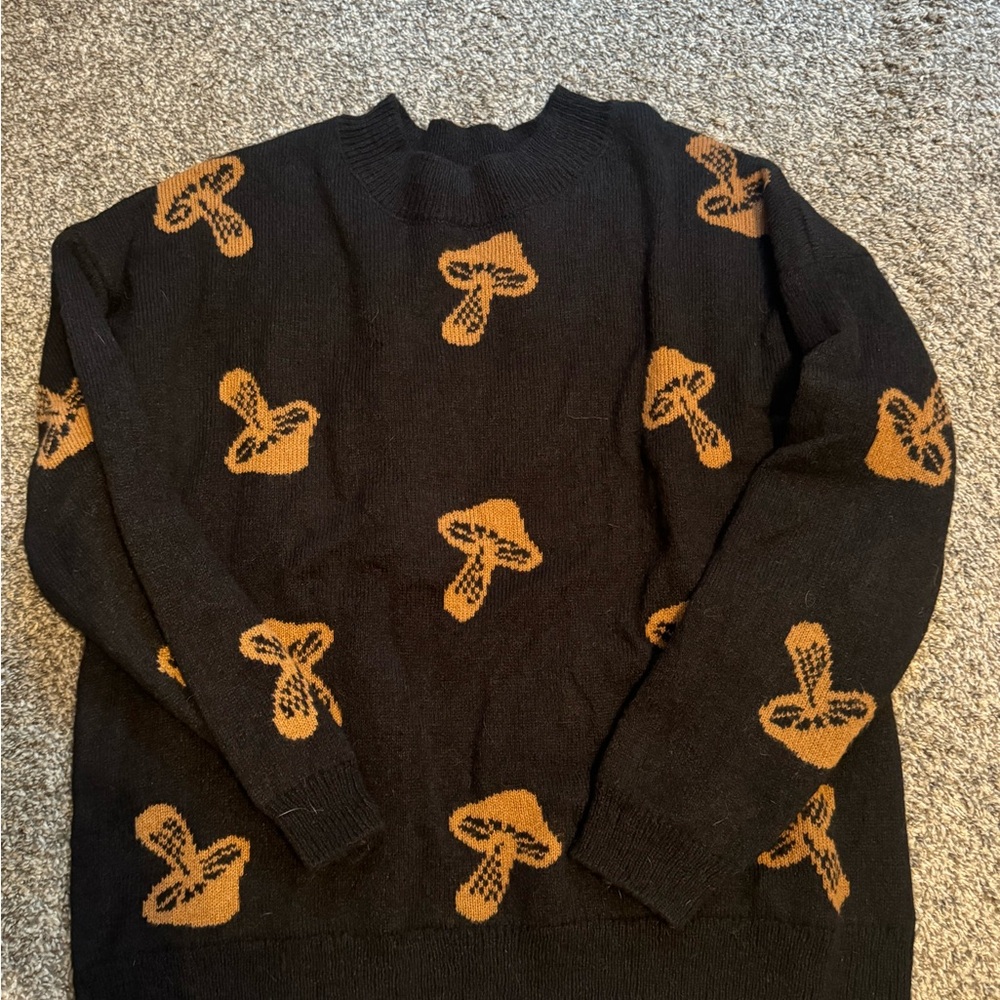 Free People Black and Brown Mushroom Sweater